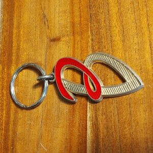 Metal Gold & Red Initial "B" Keyring